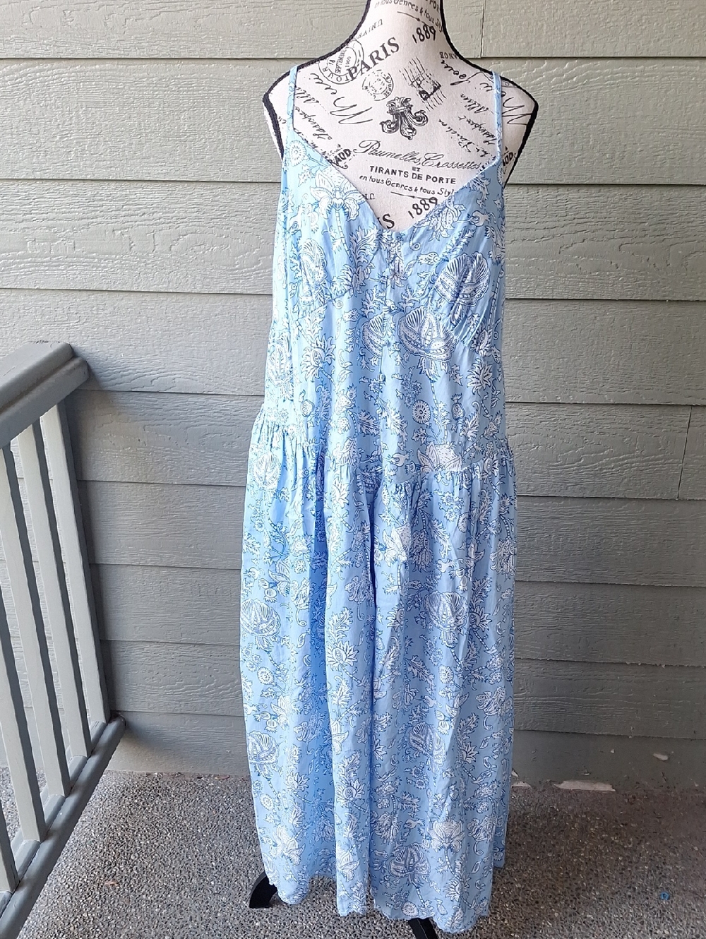 NWT Roller Rabbit x Target Blue & White Floral Basque Waist Midi Maxi Dress XXL - Picture 2 of 15
